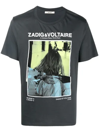 Zadig & Voltaire Graphic Print Cotton T-shirt In Grey