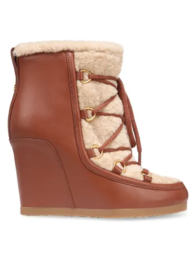 Veronica Beard Elfred Leather Wedge Booties In Hazelwood