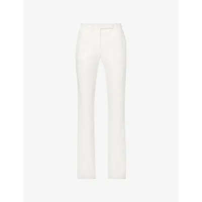 Alexander Mcqueen Pleated Flared Mid-rise Woven Trousers In Light Ivory