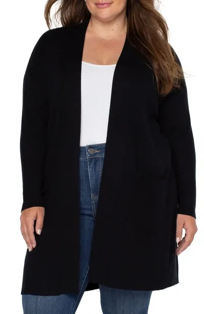 Liverpool Open Front Long Cardigan In Black