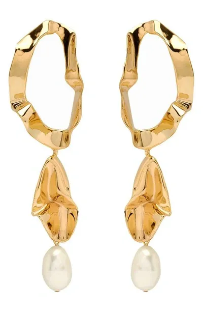 Sterling King Gold-plated Inside Out Pearl Drop Earrings