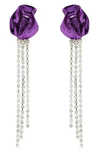 Sterling King Georgia Crystal Drop Earrings In Purple