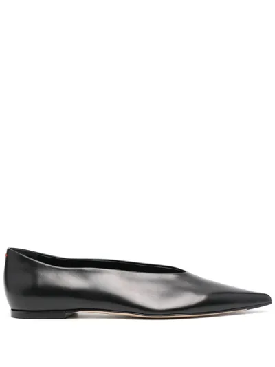 Aeyde Kirsten Almond-toe Ballerina Shoes In Black