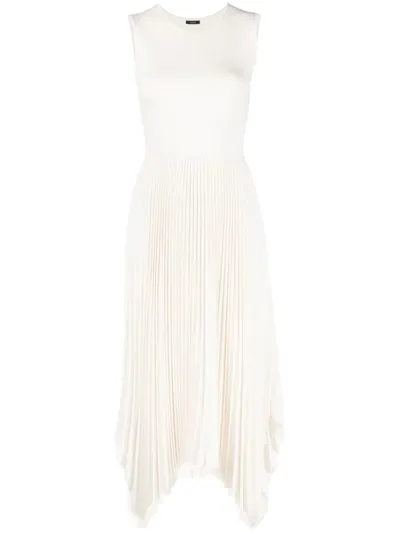 Joseph Asymmetric Pleated Midi Dress In Weiss