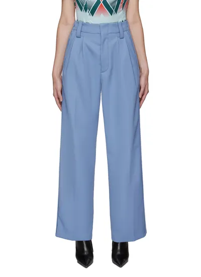 Meryll Rogge High Rise Pleated Detail Wide Leg Pants In Blue