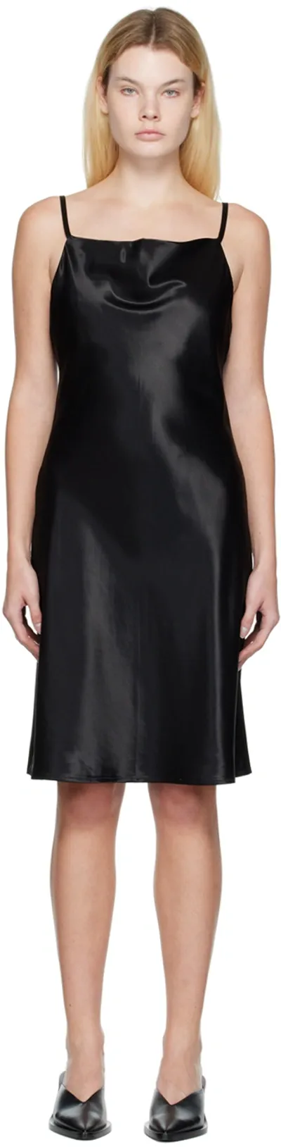 Drae Black Cowl-neck Slip Minidress