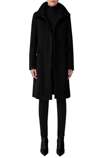 Akris Punto Stand Collar Wool Blend Fleece Coat In Black