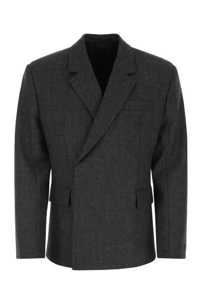 Prada Antrhracite Grey Double Bleasted Blazer In Wool In Gray