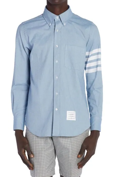 Thom Browne 4-bar Cotton Shirt In Blue