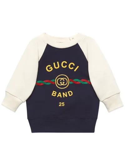 Gucci Babies' Logo-embroidered Cotton Sweatshirt In Blue