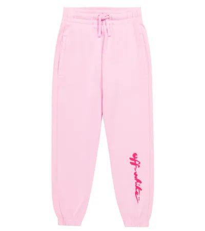 Off-white Kids' Script Logo-print Track Pants In Pink