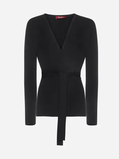 Max Mara Monia Viscose-blend Cardigan In Nero