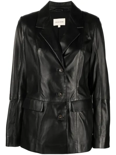 Loulou Studio Stovset Single-breasted Blazer In Black Leather