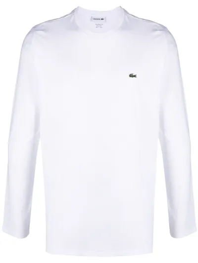 Lacoste Appliqué-logo Long-sleeve T-shirt In Weiss