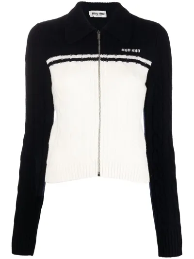 Miu Miu Cable-knit Zip-up Cardigan