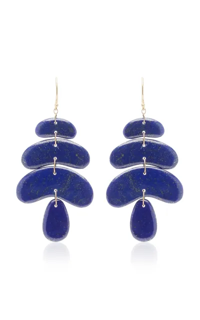 Ten Thousand Things Small Totem 18k Yellow Gold Lapis Earrings In Blue