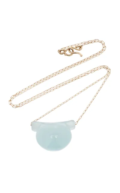 Ten Thousand Things Etruscan 14k Yellow Gold Aquamarine Necklace In Blue