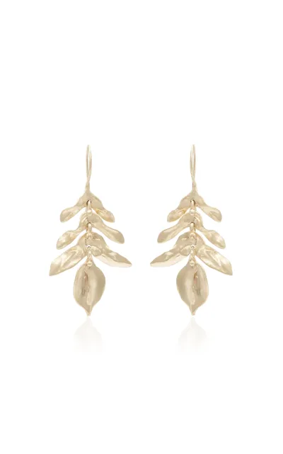 Ten Thousand Things Short Wild Fern 10k Yellow Gold Earrings