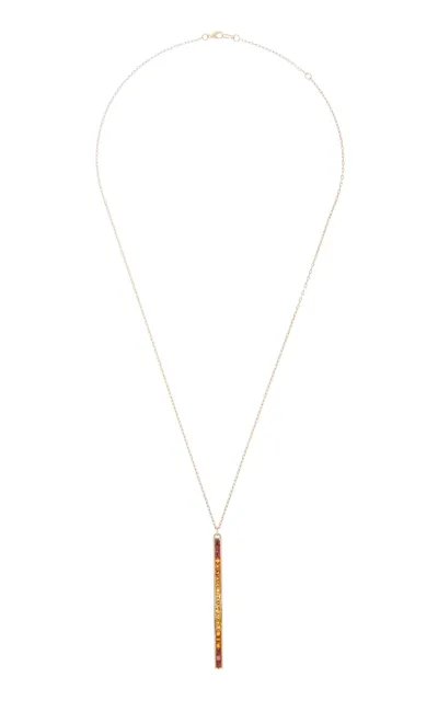 Jane Taylor Matchstick 14k Yellow Gold Citrine Necklace In Orange