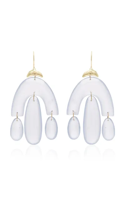 Ten Thousand Things Mini 18k Yellow Gold Chalcedony Earrings In Blue