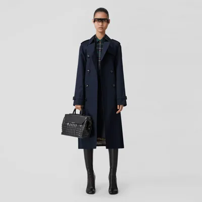 Burberry The Long Waterloo Heritage Trench Coat In Coal Blue