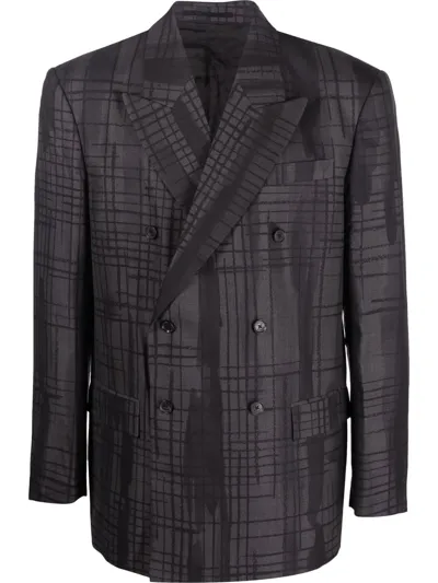 Versace Graffiti-print Double-breasted Blazer In Multi