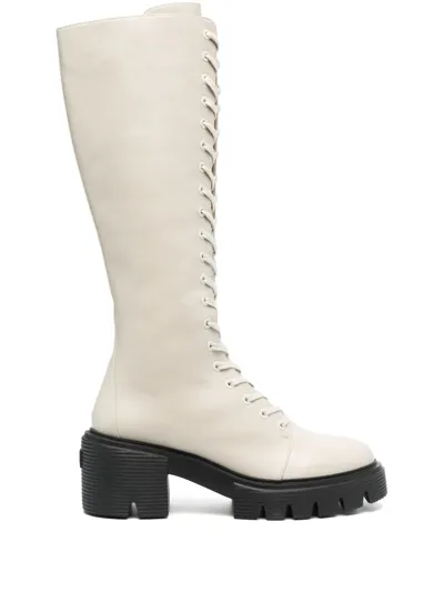 Stuart Weitzman Lace-up Detail Boots In Neutrals