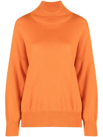 Loulou Studio Cashmere Drop-shoulder Turtleneck Sweater In Orange