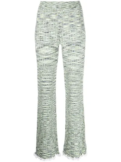 Jonathan Simkhai Grayson Slim-leg Mid-rise Knitted Trousers In Green