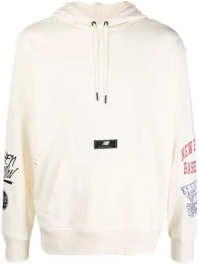 New Balance Graphic-print Sleeves Hoodie In Neutrals