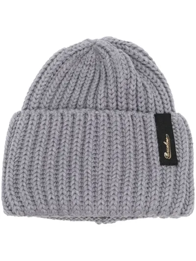 Borsalino Ribbed-knit Virgin Wool Beanie In Grey