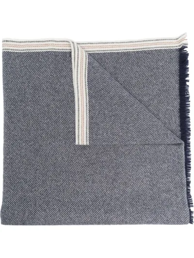 Brunello Cucinelli Cashmere Scarf With Selvedge In Azul