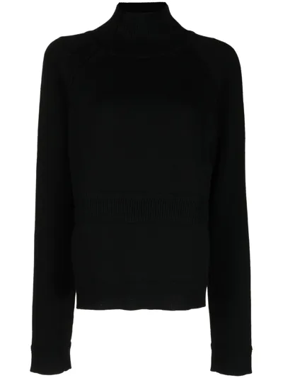 Juunj High-neck Knitted Top In Black