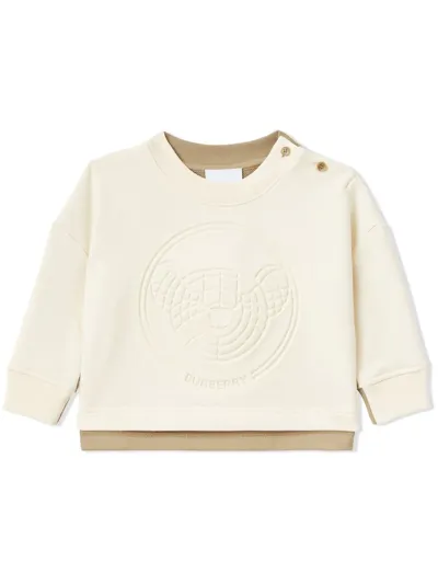 Burberry Babies' Thomas Bear Twi-tone Sweatshirt In Neutrals