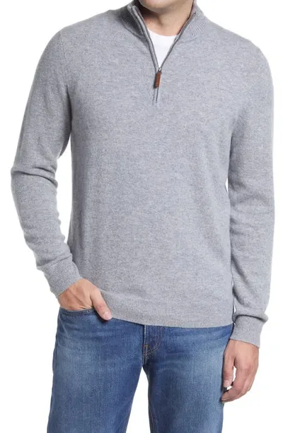 Nordstrom Cashmere Quarter Zip Pullover Sweater In Grey Heather