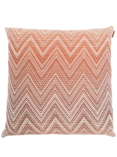 Missoni Zig-zag Pattern Print Cushion In Braun