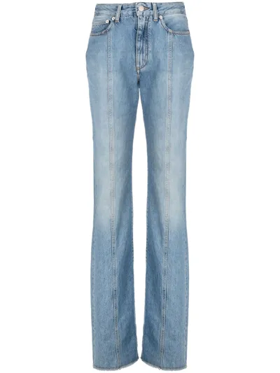 Alessandra Rich Flared Jeans With Back Logo Embroidery In Blue