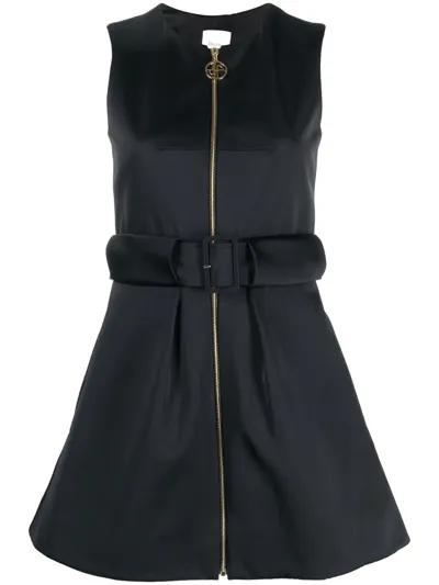 Patou Sleeveless Zip-up Mini Dress In Black