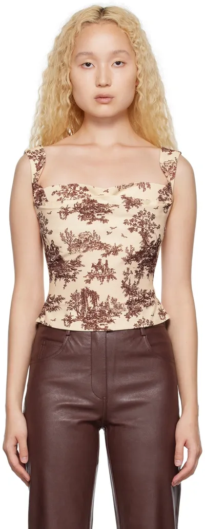 Miaou White & Brown Imogene Tank Top In Brown Toile