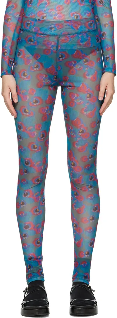 Henrik Vibskov Blue Polka Dot Leggings In Dots Petrol And Bour