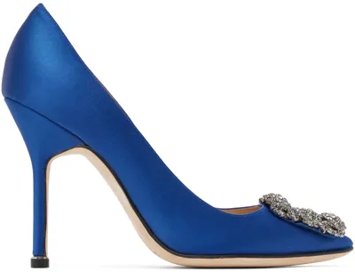 Manolo Blahnik Blue Hangisi Heels In 4326 Bblu