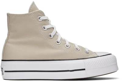 Converse Beige Chuck Taylor All Star Lift Platform Sneakers In White/tan