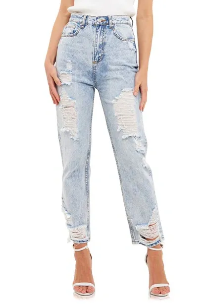 Grey Lab Ripped Straight Leg Nonstretch Jeans In Denim