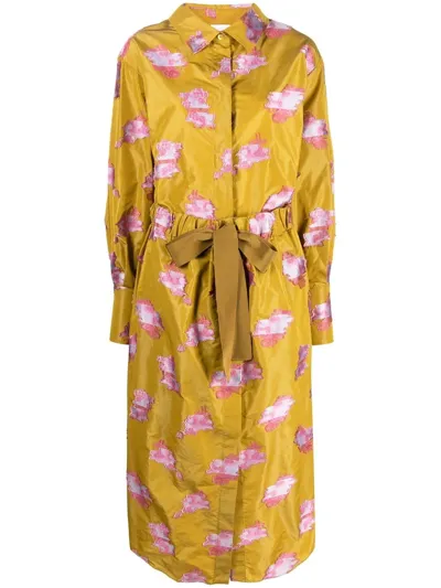 Patou Embroidered Two-part Shirt Dress In Giallo