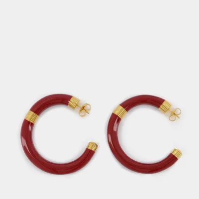 Aurelie Bidermann Katt Earrings In Burgundy