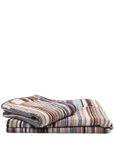 Missoni Set Of Two Striped Towels In Nude