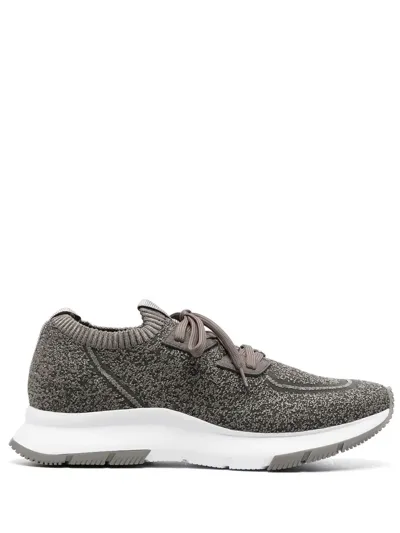 Gianvito Rossi Men's Knit Boucl&eacute; Runner Sneakers In Grey