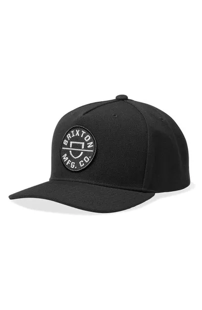 Brixton Crest X Mp Snapback Baseball Cap In Black