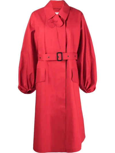 Cecilie Bahnsen Helen Floral-applique Coat In Red