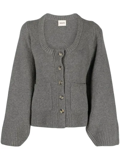 Khaite Caro Scoop-neck Cashmere Cardigan In Grey